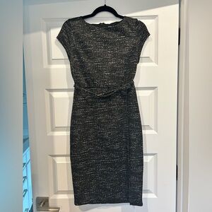 Express Black and White Tweed Midi Dress